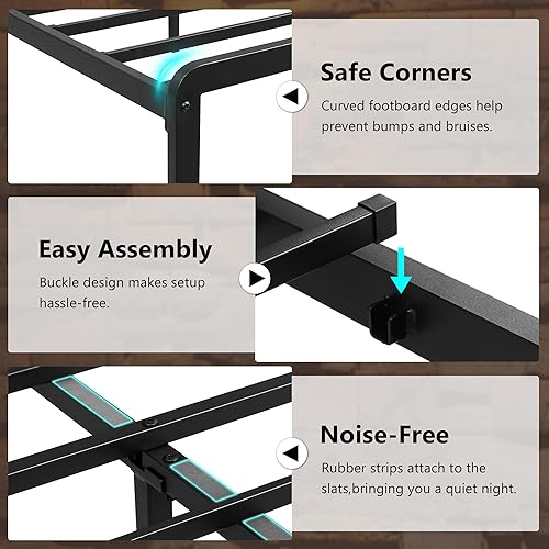 Vista 7 de Marco de cama full con cabecera de almacenamiento ergonómica de madera, marco de cama LED con estación de carga, almacenamiento debajo de la cama