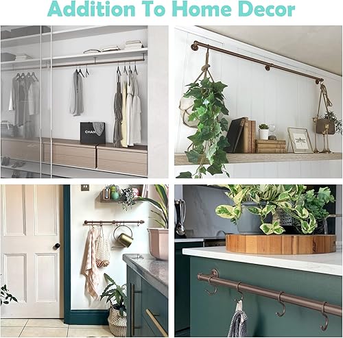 Miniatura 6 de ROTHLEY Colgador de ollas y sartenes de acero inoxidable Estante colgante de 23.7 pulgadas montado en la pared para ollas y sartenes con ganchos