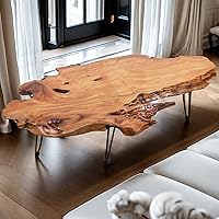 Handcrafted Live Edge Coffee Table - Natural Wood Organic Shape, Metal Hairpin Legs, Boho Rustic Living Room Decor