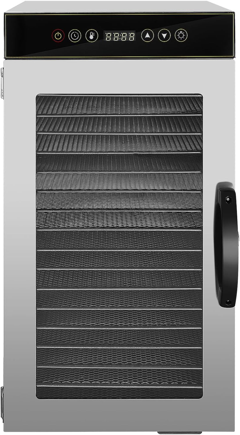 Mobestech Tray Stainless Steel Electric Food Dehydrator Machine with Temperature Control for Jerky Fruit Meat Dog Treats Large Capacity Dryer for Home and Commercial Use with North American