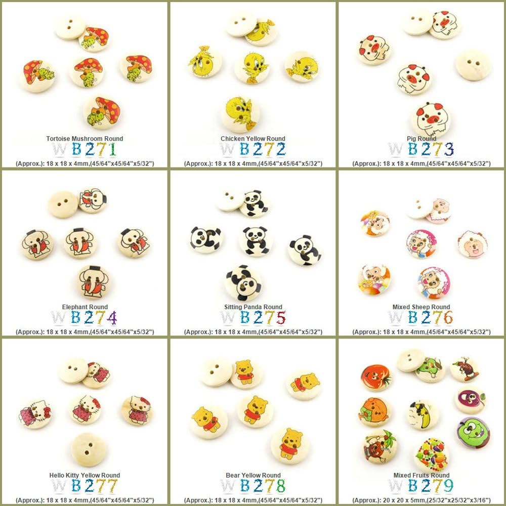 10 pcs Sewing Buttons Sewing Sew On Wood Wooden Colorful Buttons Supplies Supply Fasteners Wholesale WB274 Elephant Round