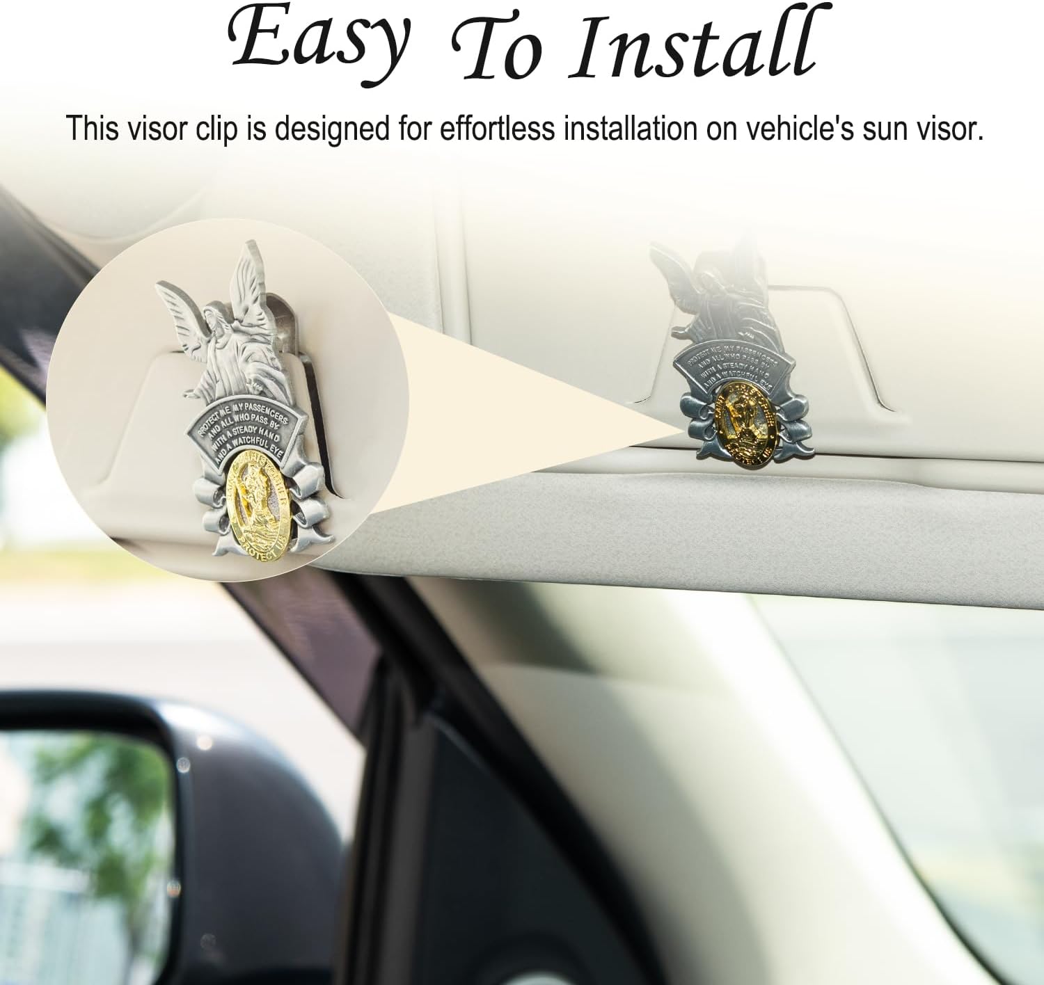 Guardian Angel Visor Clip, St Christopher Medal for Car Safety image 4