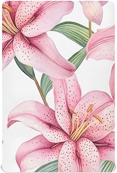 Pink Lilies Fitted Crib Sheet for Boys and Girls, Soft and Breathable Bed Sheet for Standard Crib & Toddler Mattresses 52x28 in