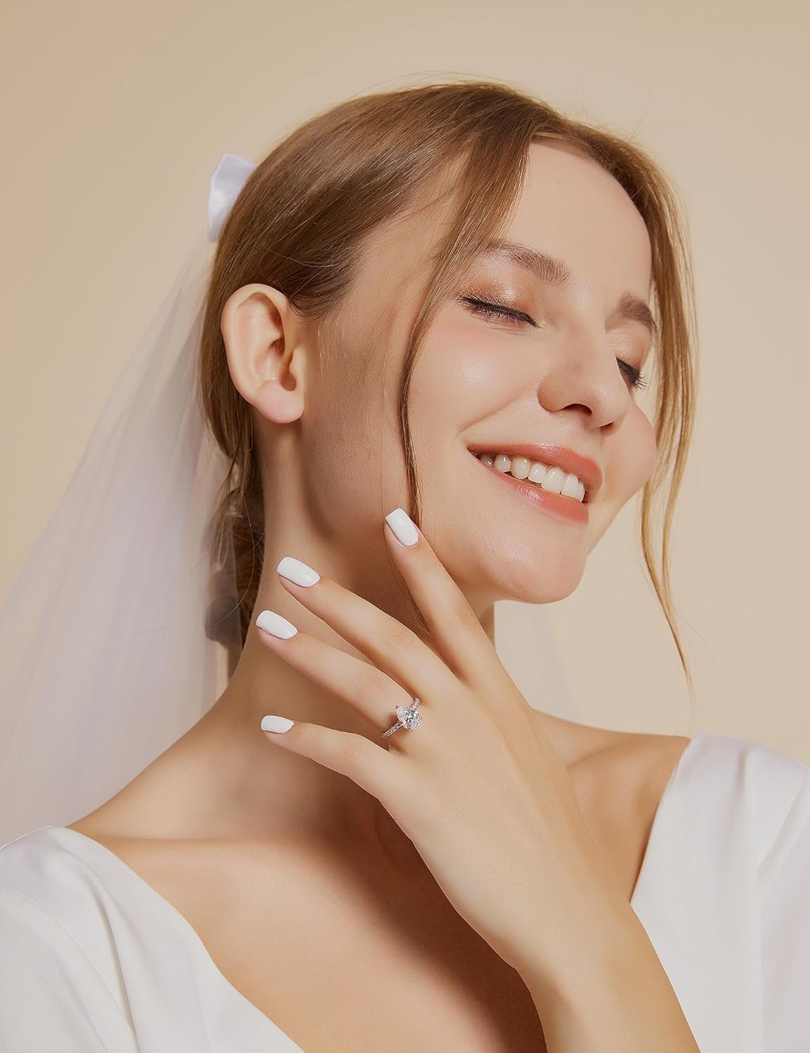 EAMTI 2CT 925 Sterling Silver Engagement Rings Pear Cut Cubic Zirconia CZ Wedding Promise Rings for Her Stunning Teardrop Wedding Bands for Women Size 3-11 - Image 5