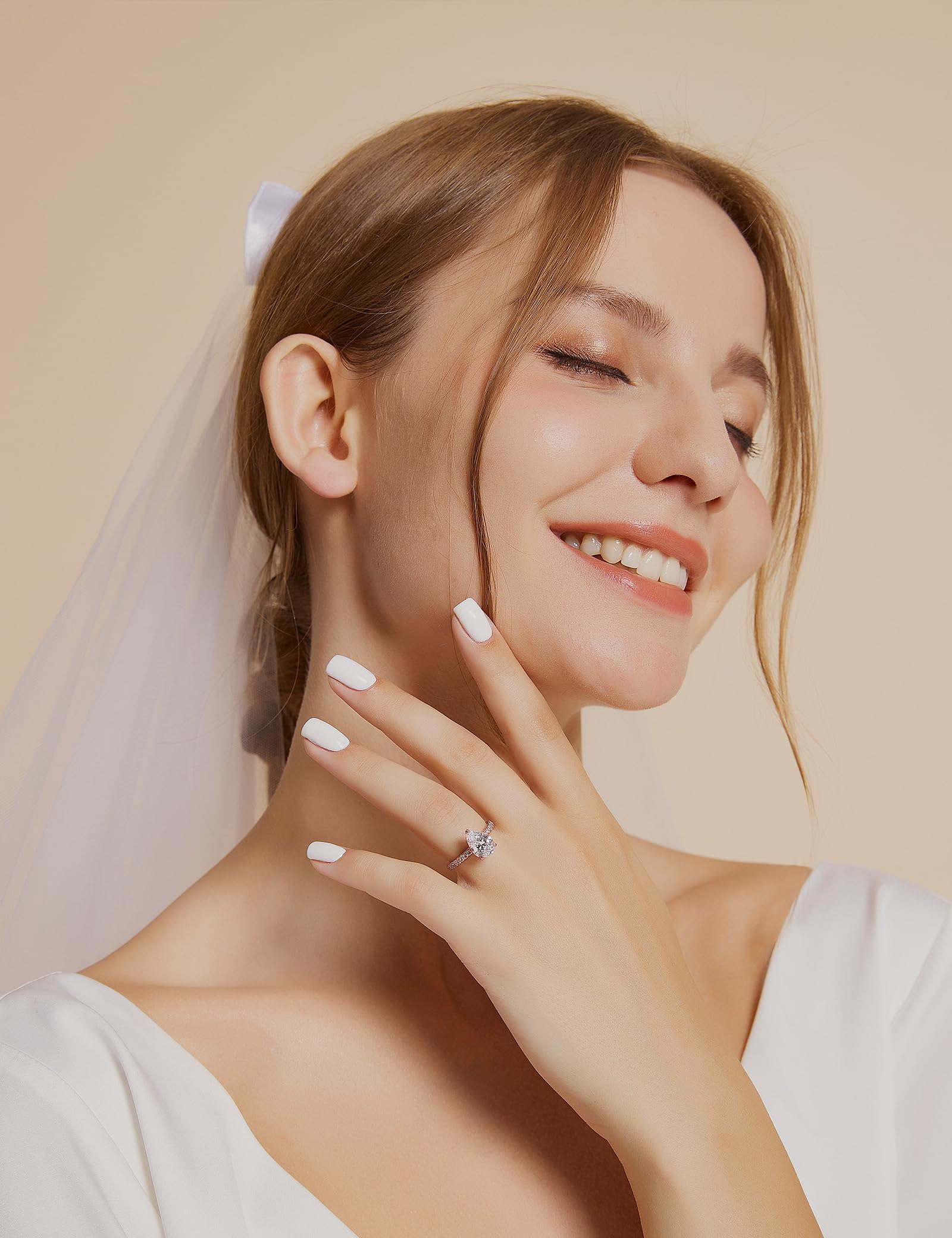 Anelli di Fidanzamento in Argento Sterling 2CT 925 con zirconi cubici Taglio Pera CZ Anelli di promessa di Matrimonio per lei Splendide FEDI Nuziali a Goccia per Donne Taglia 3-13