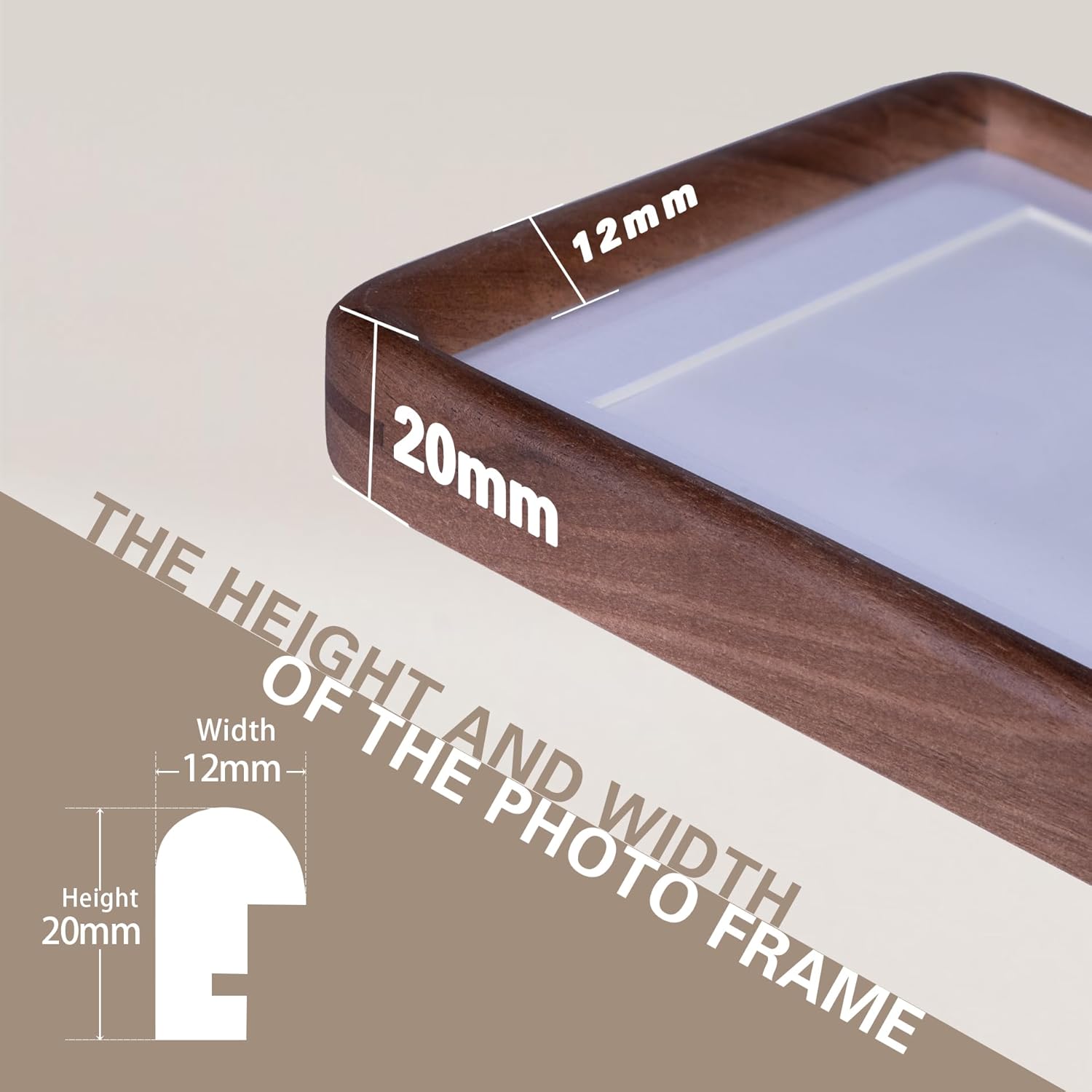 5x7 Picture Frame Set of 2,Solid Walnut Wood Frame with Real Glass,Rounded Edge Wooden Photo Frame Matted to 5x7 Photo without mat or 4x6 picture with mat, For TableTop and Wall Decoration.