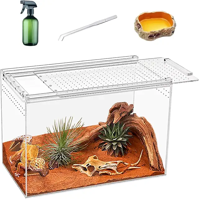 KAKOOTI Reptile Terrarium Kit - 11x6x8 Inch Magnetic Acrylic Enclosure