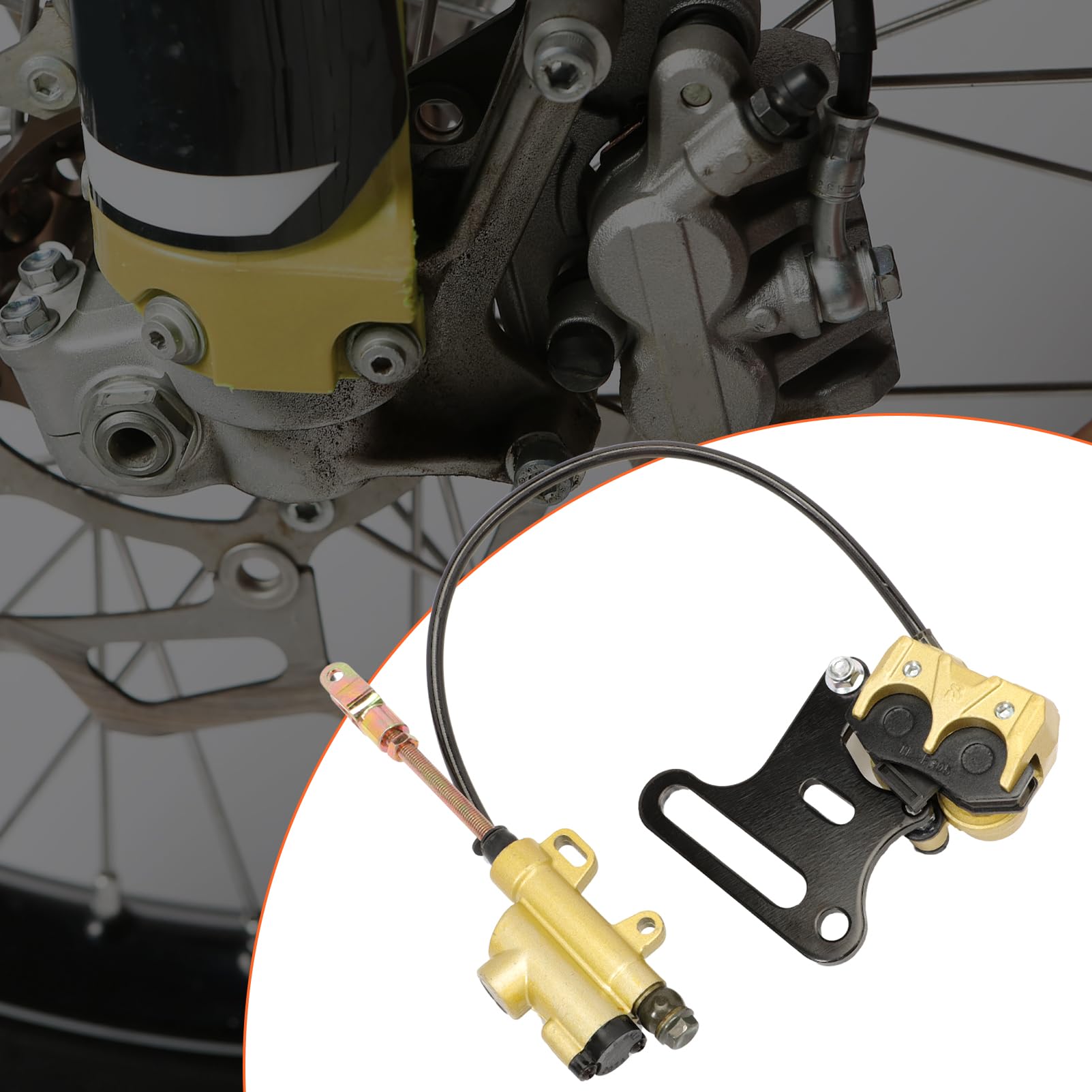 Pinza de freno Pastillas de freno Kit de freno hidráulico Sistema trasero con pastillas Compatible con 50cc 70cc 90cc 110cc 125cc 140cc 150cc Pit Dirt Bike 12mm