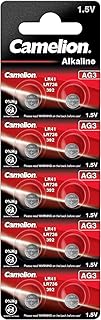 بطاريات خلية زر قلوية AG3 lr41 كاميليون، عبوة من 10 قطع، 1.5 فولت، قلوي
