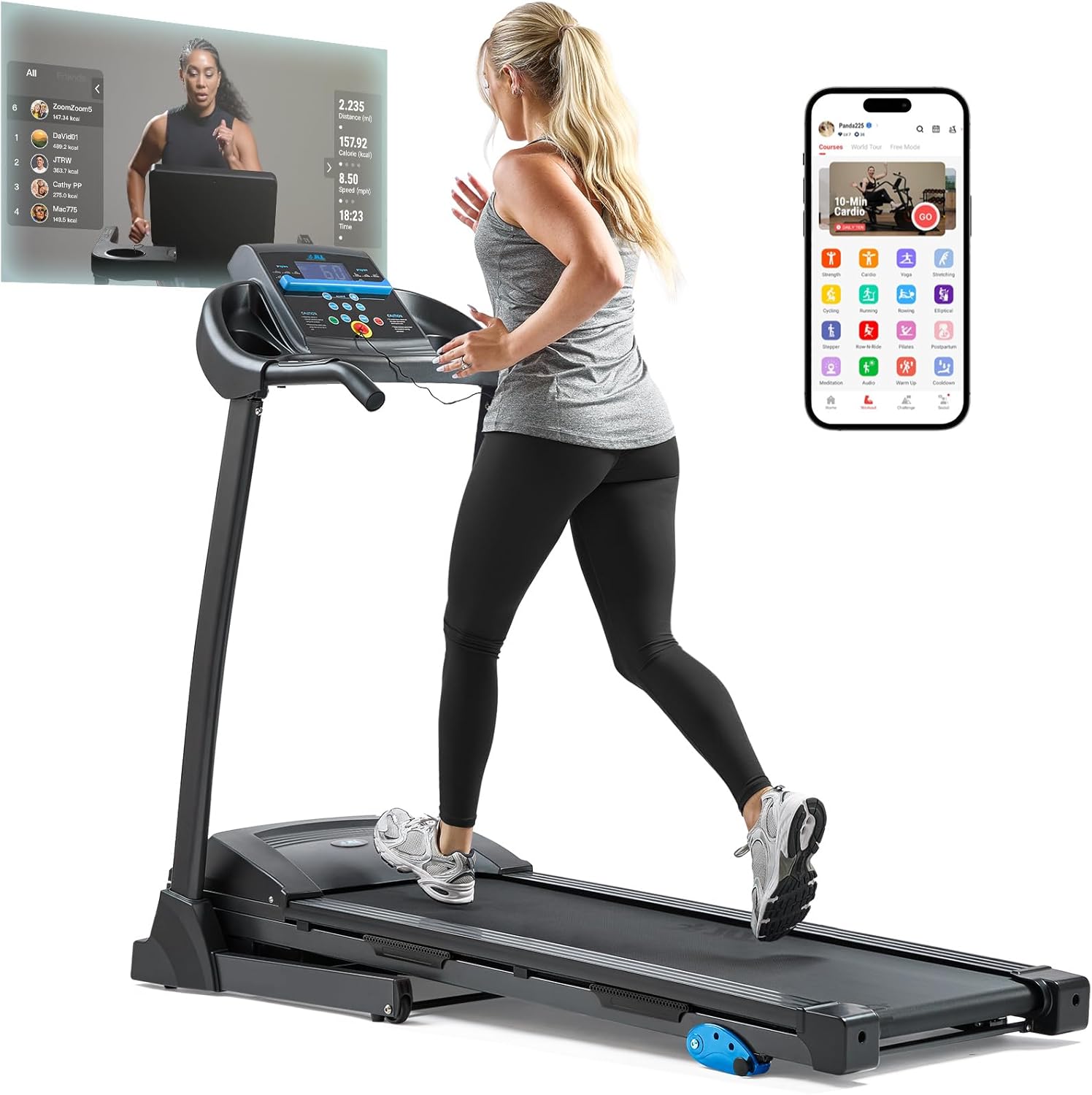 JLL Folding Auto-Incline Smart Treadmill with Bluetooth for SunnyFit App, 15 Incline Levels (0–15%), 0.5–9 MPH, Shock Absorption for Home Cardio Workouts, Foldable Vertical Storage, 220 lb Capacity JLL Folding Auto-Incline Smart Treadmill with Bluetooth for SunnyFit App, 15 Incline Levels (0–15%), 0.5–9 MPH, Shock Absorption for Home Cardio Workouts, Foldable Vertical Storage, 220 lb Capacity