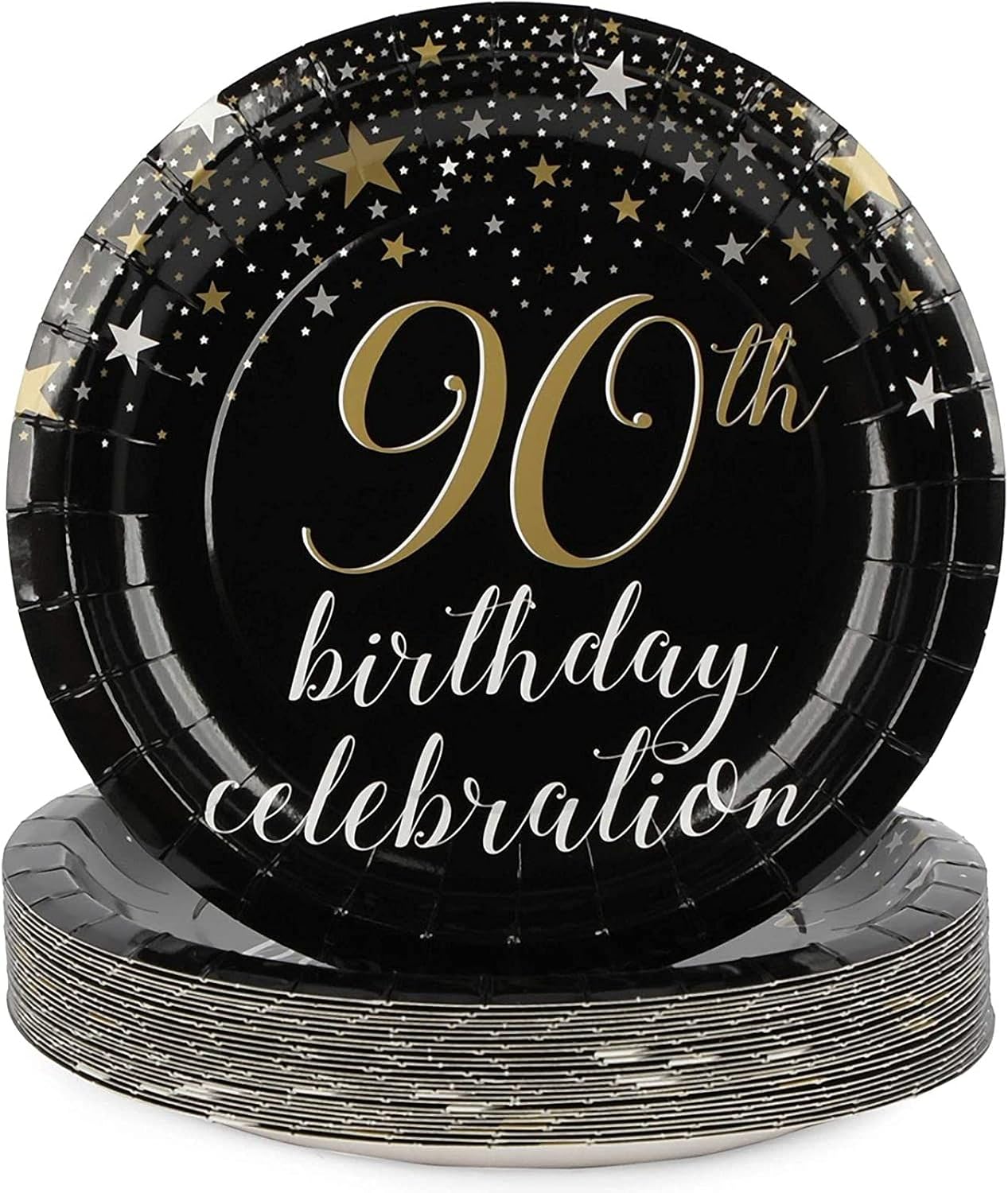 90th Birthday Party Pack, Dinnerware, Banner, Tablecloth (Serves 24, 99 Pieces) : Home & Kitchen