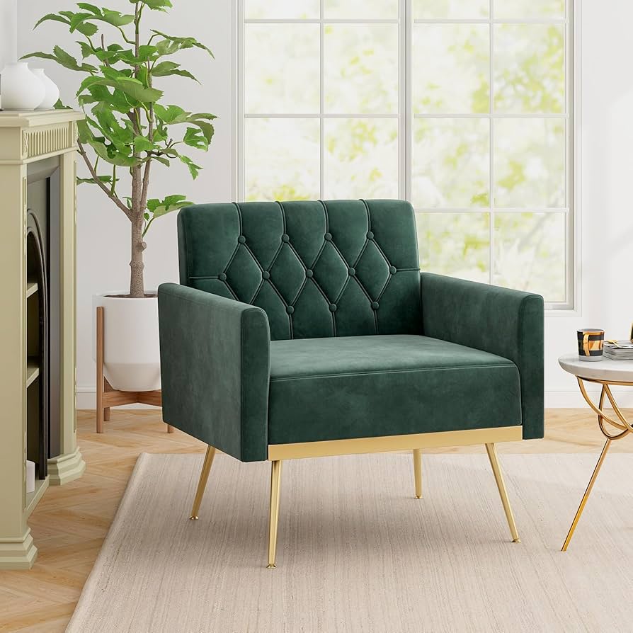Amazon.com: Giantex Modern Velvet Accent Chair - Mid-Century