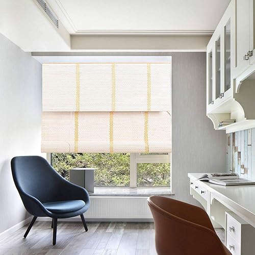 TJ Global - Persiana enrollable de bambú para ventana, parasol con filtro de luz