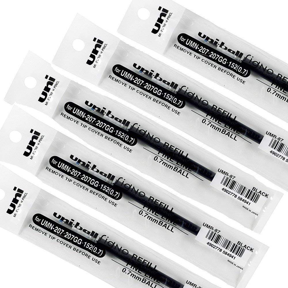 Mitsubishi Penciluni-ball refill (UMR-87) for SIGNO Uni-ball 207, black, pack of 10