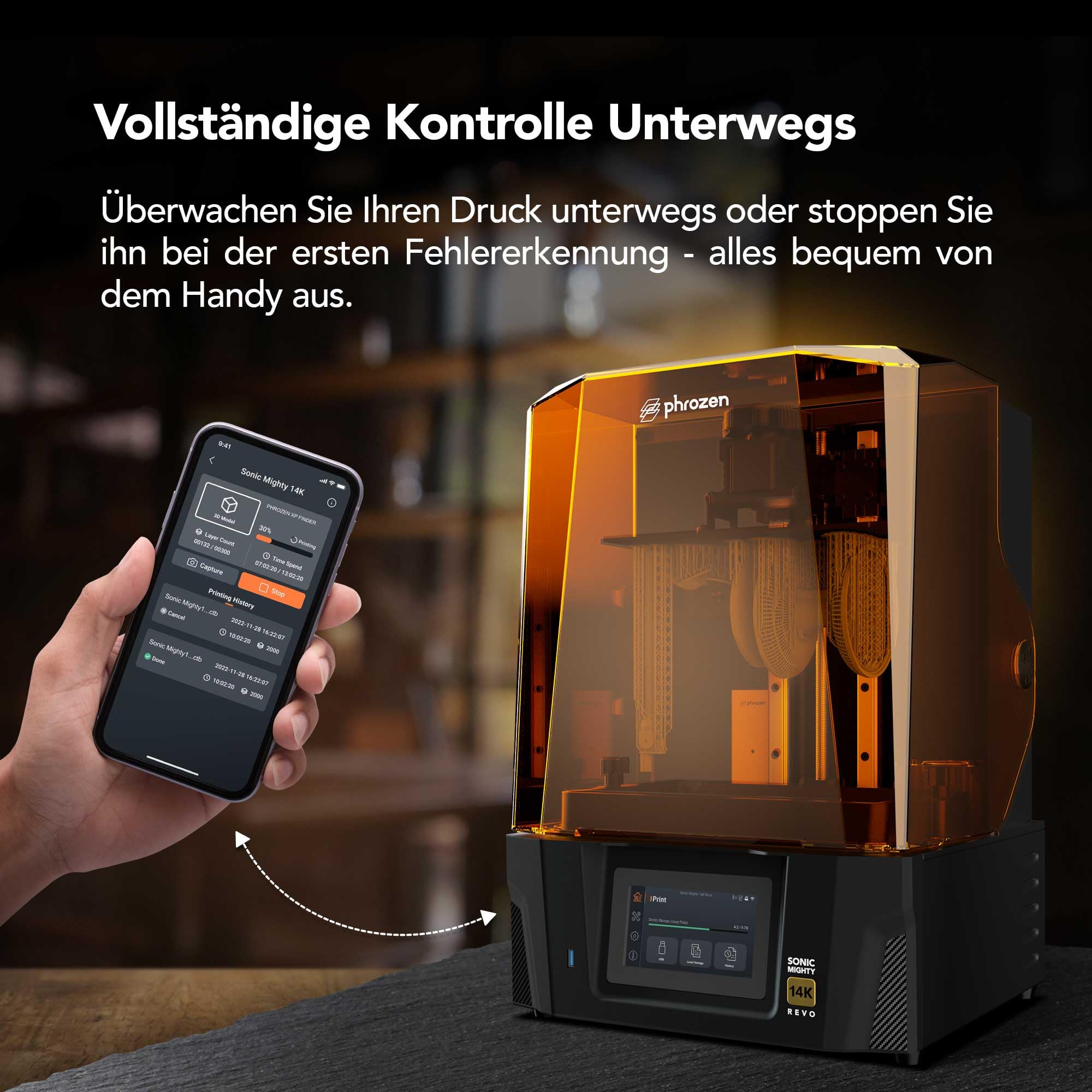 Phrozen Sonic Mighty Revo Resin 3D Drucker | 10,1 Zoll 14K Mono-LCD Bildschirm mit 16.8x24.8 µm Auflösung | Druckgröße 223x126x235 mm | 3D Printer geeignet für Profi