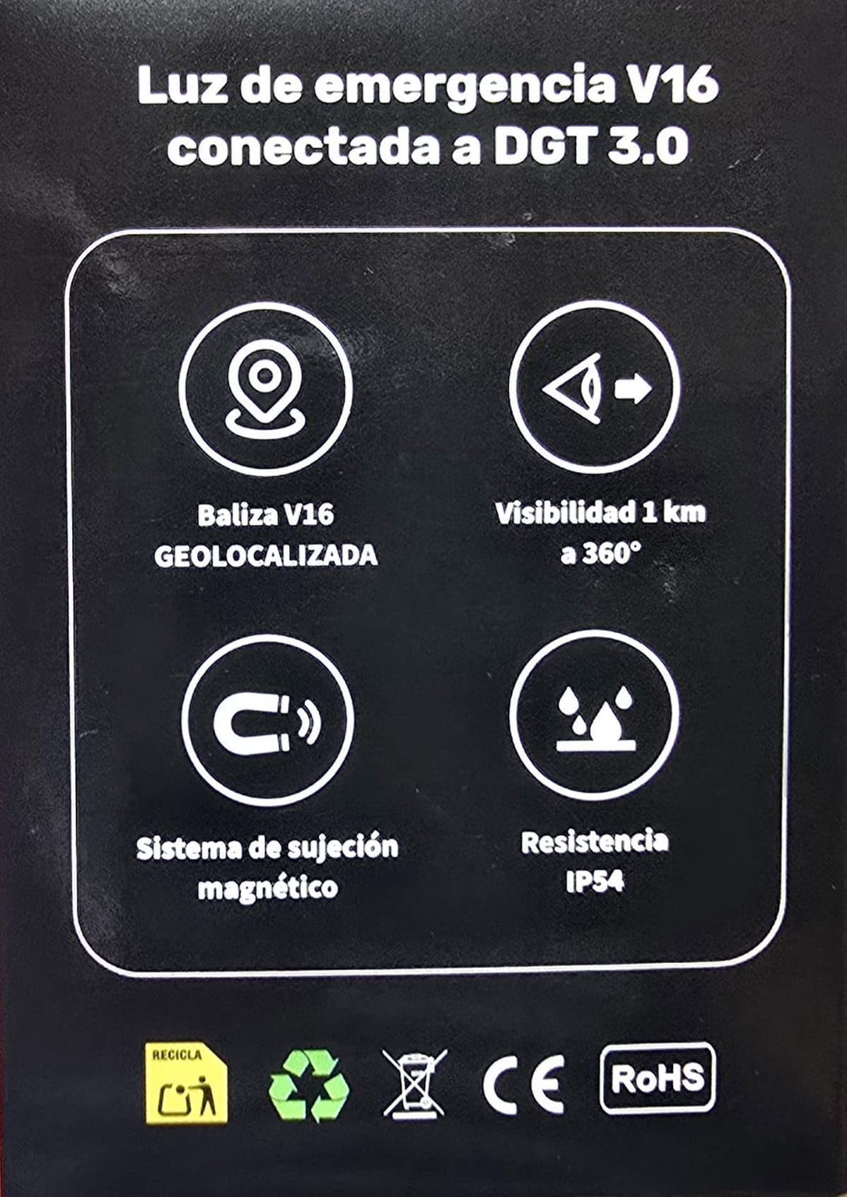 Luz de Emergencia V16 con Geolocalización, Obligatoria a Partir de 2026. Baliza Conectada con DGT 3.0, Señal V-16 Conexión con Telefónica Tech. Esim Válida hasta 2038 (Pack 1 + Funda)
