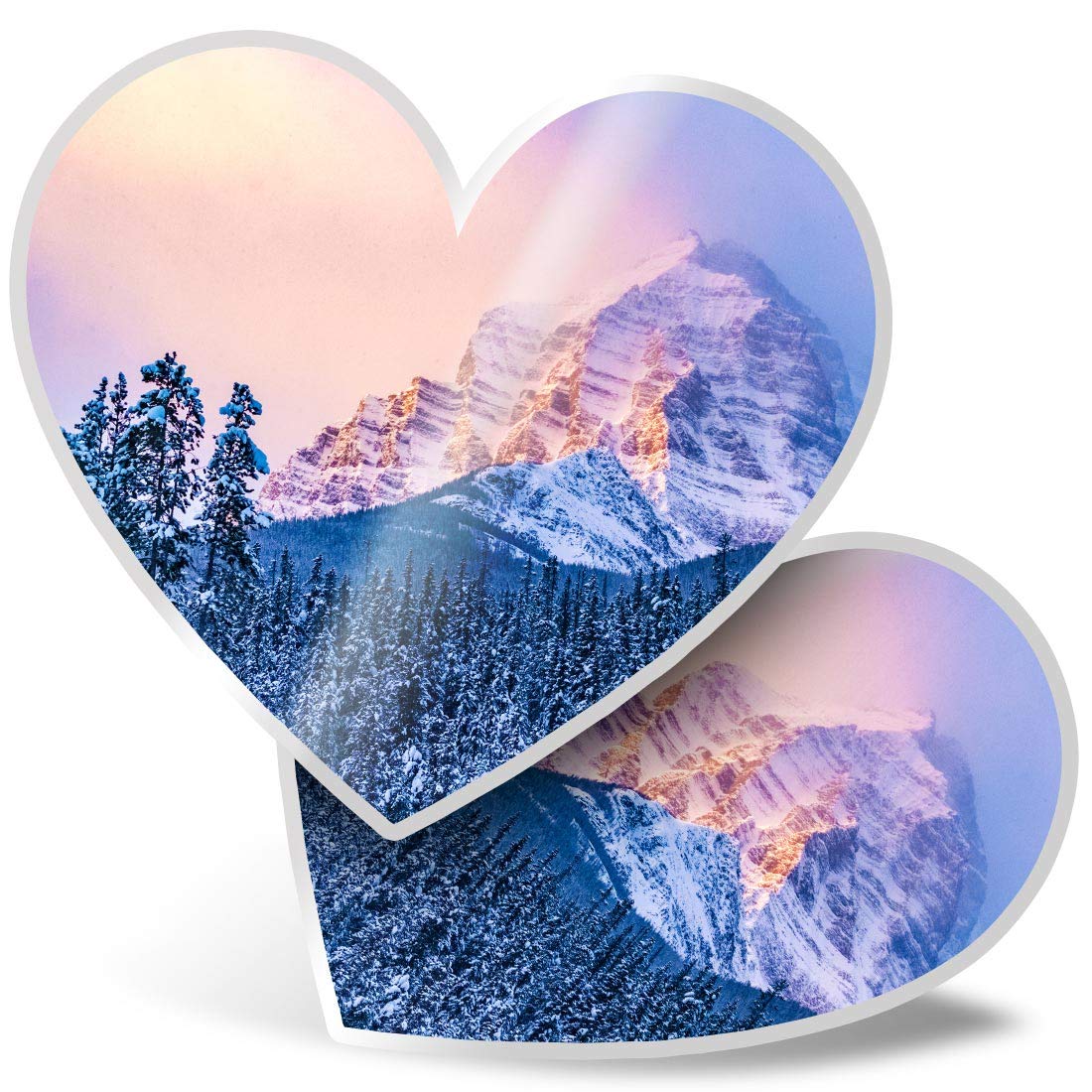 Destination Vinyl Ltd Multi 2 X 7.5Cm Heart Stickers - Banff National Park Canada Mountains Decals 44217