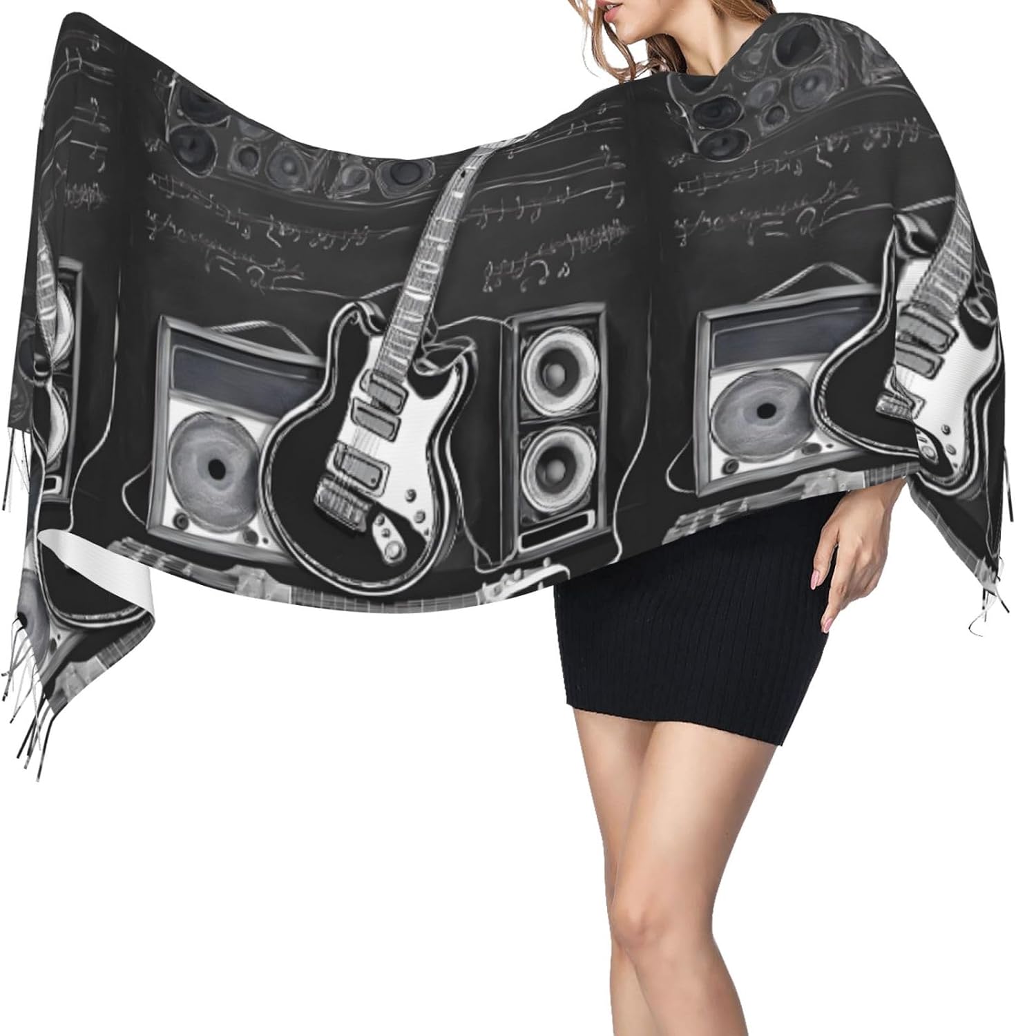 (Love Rock) Women's Soft Warm Scarf Large Plush Shawl Wrap with Fringe Fashion Winter Scarves for Cold Weather