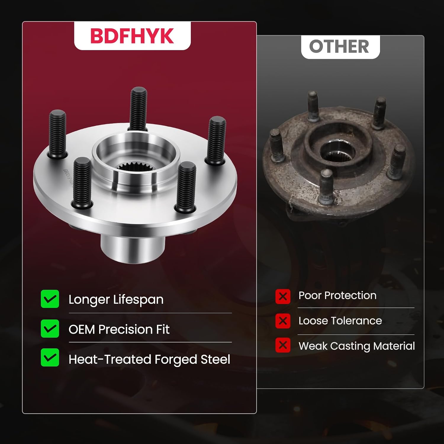 930-401-510063 BDFHYK Wheel Bearing and Hub Assembly Compatible with Toyota Camry 2 4 2004 2011; Compatible with Toyota Solara 2 4 2004 2008;