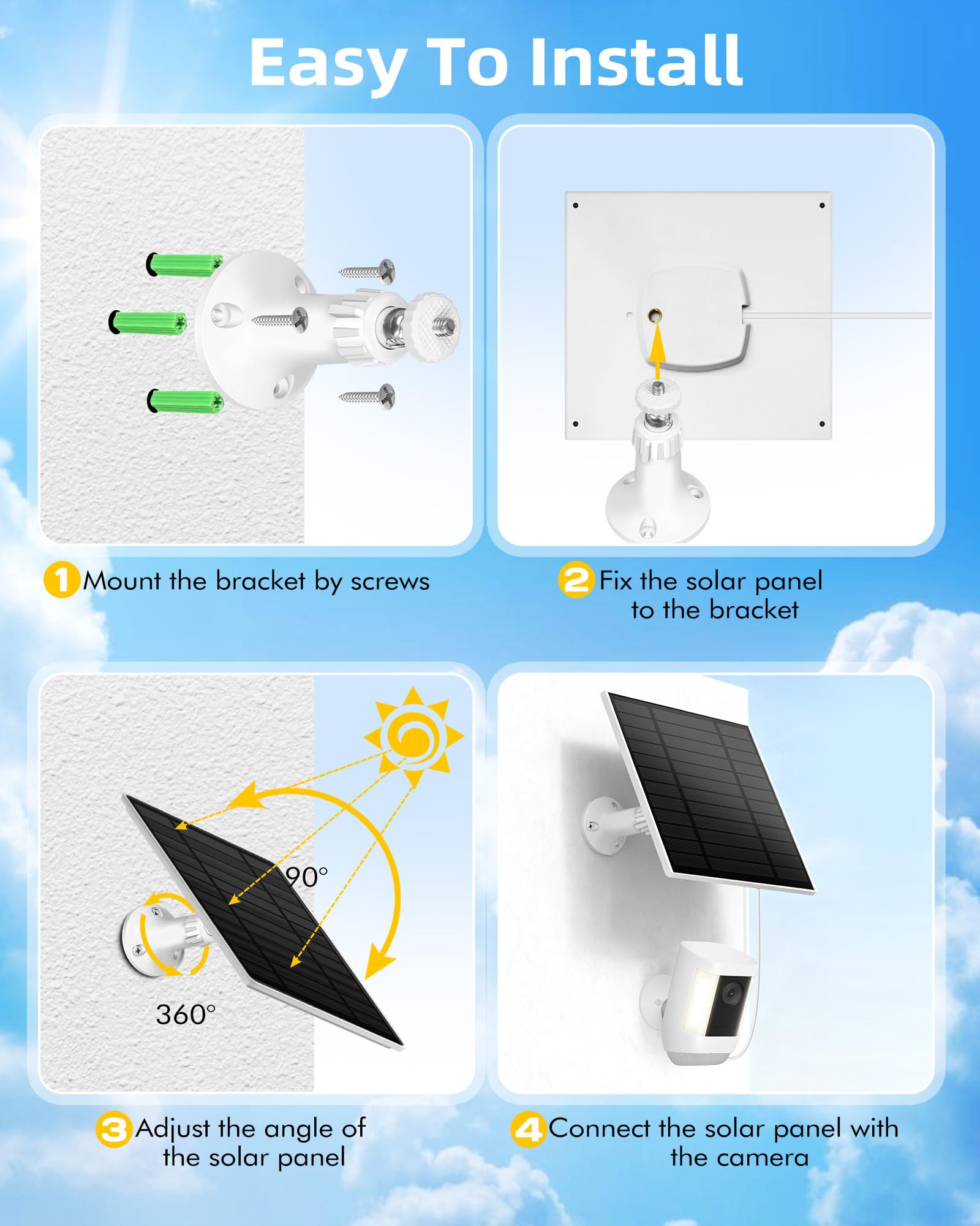KEPEAK Small Solar Panel for Ring Camera Outdoor