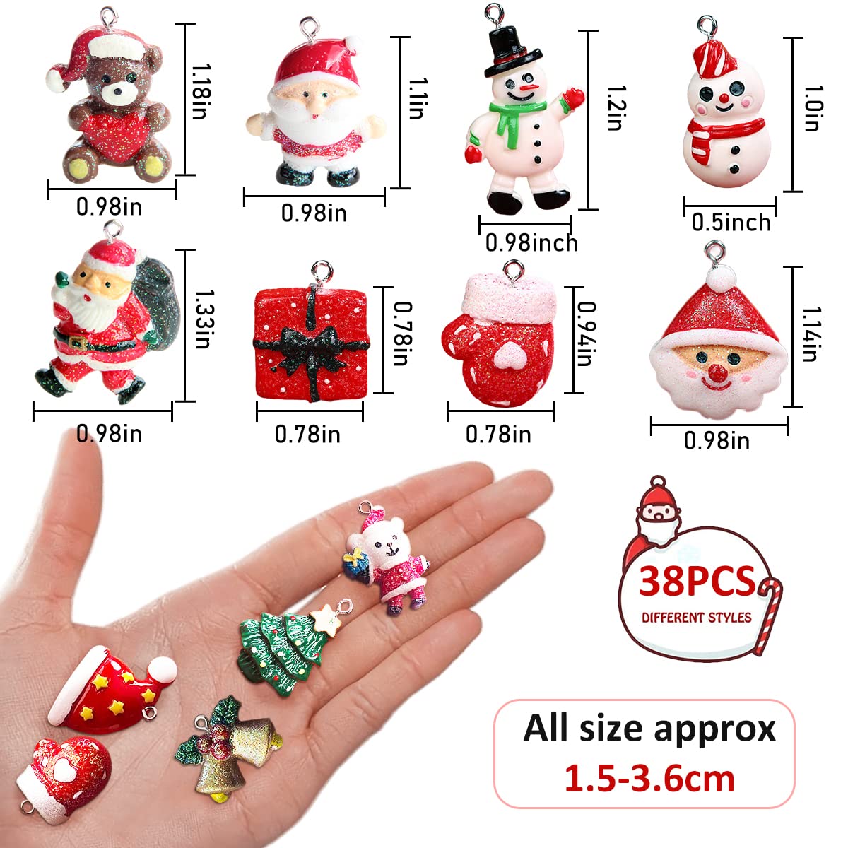 32 Pendenti Natalizi In Resina - Mini Decorazioni Albero E Fai-Da-Te