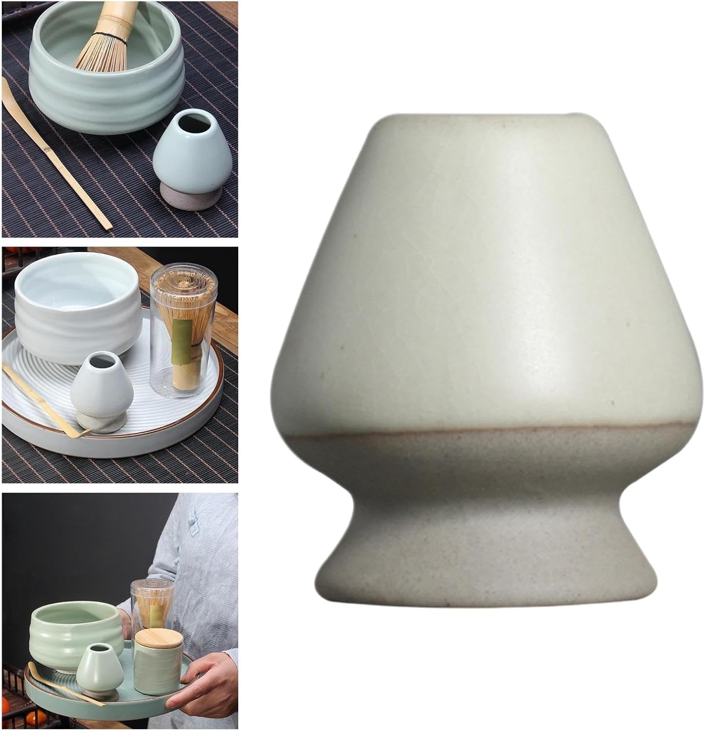 Matcha stojak na trzepaczkę, ręcznie wykonany ceramiczny uchwyt Matcha do matcha Chasen, akcesoria do zestawu do herbaty (zielony/2)