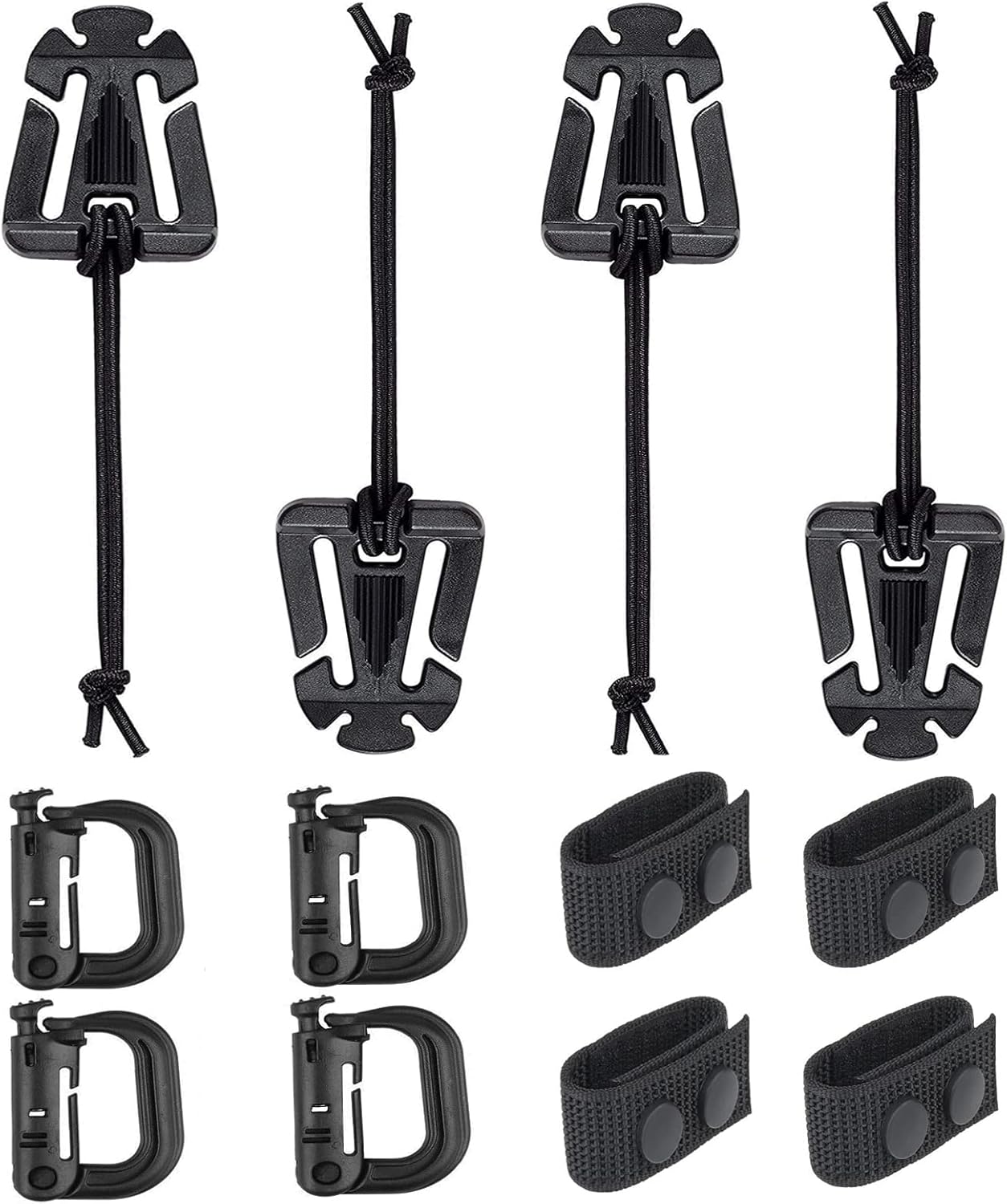 Molle Accessories Kit of 12 Attachments, for 1 inch bing Molle Bag Tactical