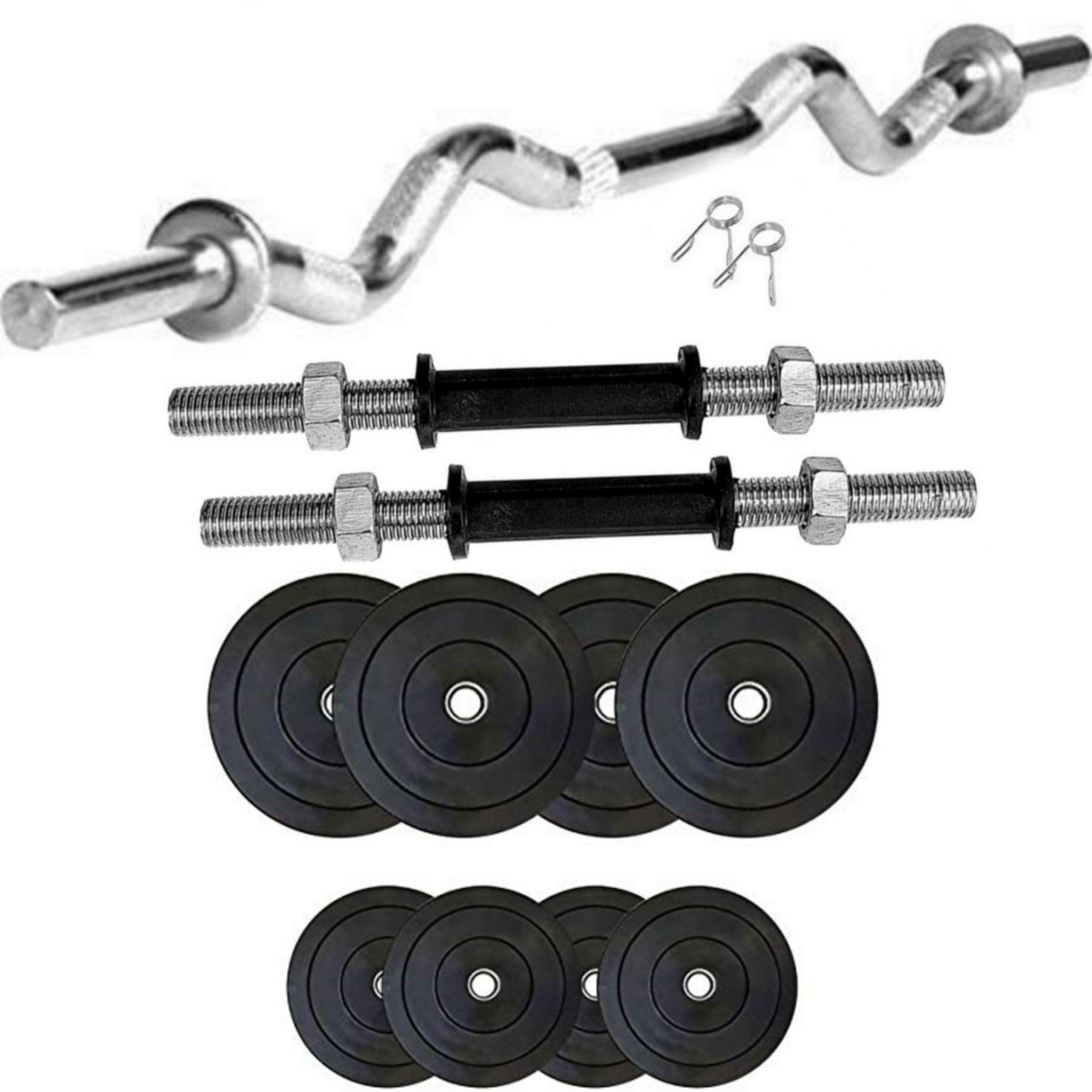 SX Fitness Home Gym Setup - Combo Pack of 14 Kg Rubber Weight Plates (1Kg X 4 Plates, 2.5Kg X 4 Plates) with Solid Dumbbell Rod and 3 Feet Curl Rod with 2 Locks Fitness & Exercise Kit - Black (B08Q3KM6ND) Amazon Price History, Amazon Price Tracker
