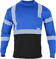 Vista 2 de VENDACE Camisetas de seguridad reflectantes de alta visibilidad con manga larga ANSI Clase 3 Hi Vis para trabajo en construcción, camisetas