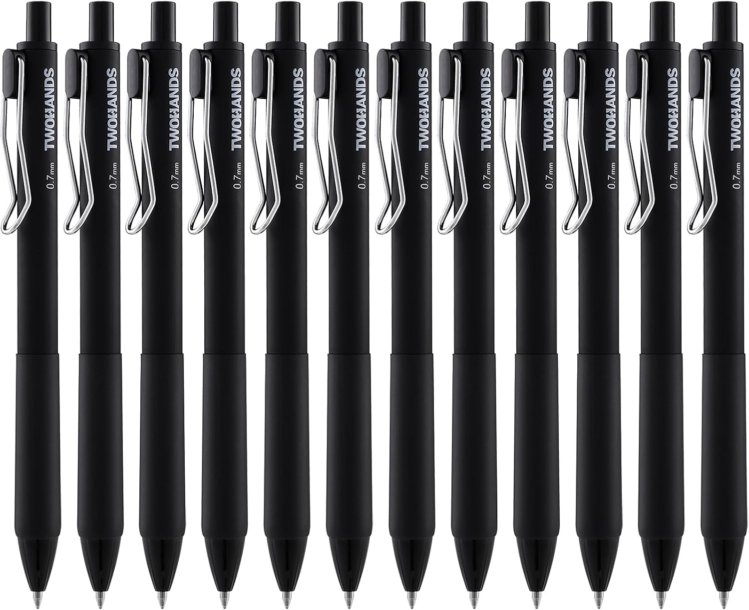 TWOHANDS 23513 Gel Pen Set Black 0.7 mm Fine Tip Smooth Writing Quick Drying Ink Pens for Diary Notes Cute Office Pack of 12