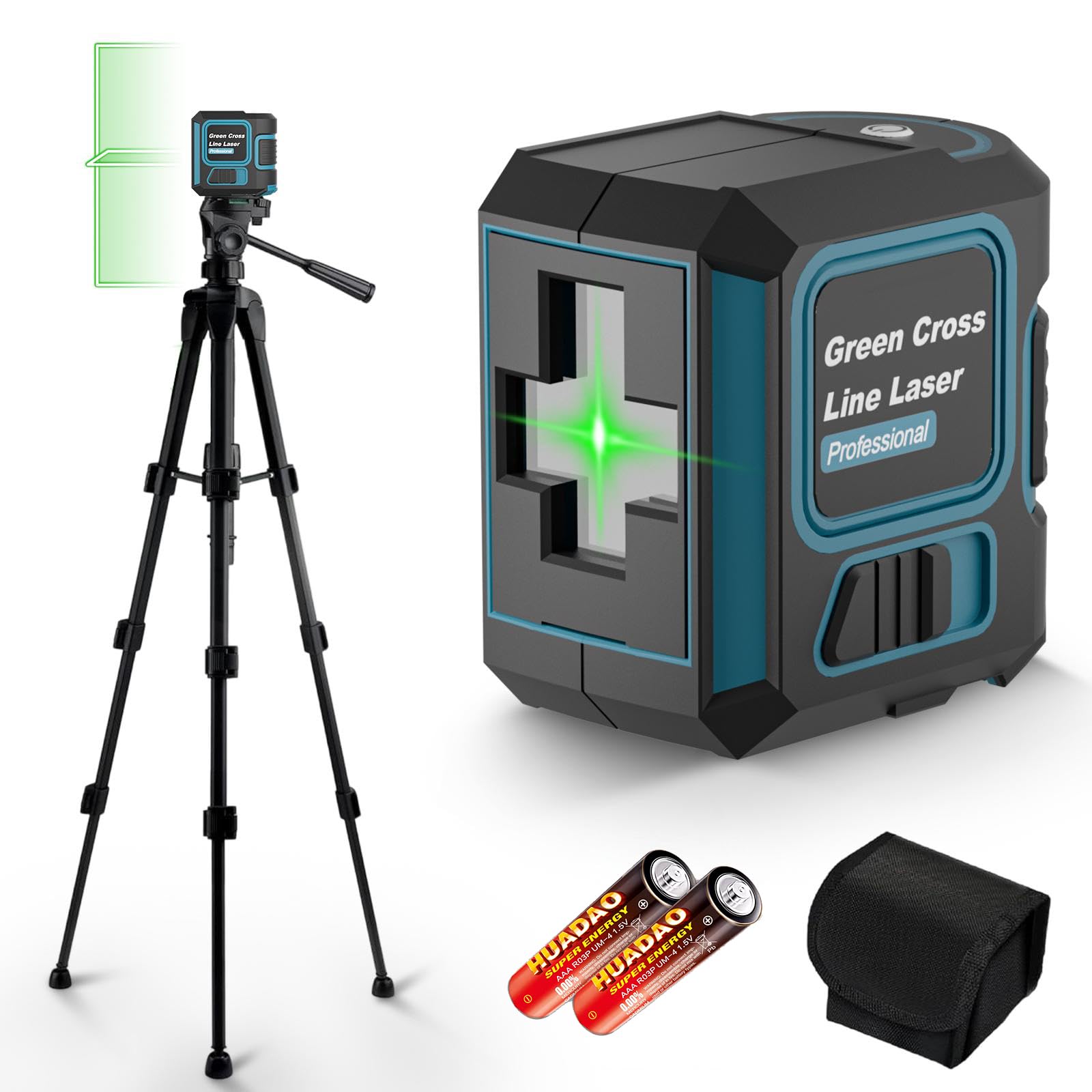 Nivel Laser con Tripode, Nivel Laser Autonivelante 360 Grados, Resistente al Agua IP54 y Brillo Ajustable, LaSer Verde, NiVel LaSer 360 para Obras y Diseño de Interiores (con 2 Pilas AA)