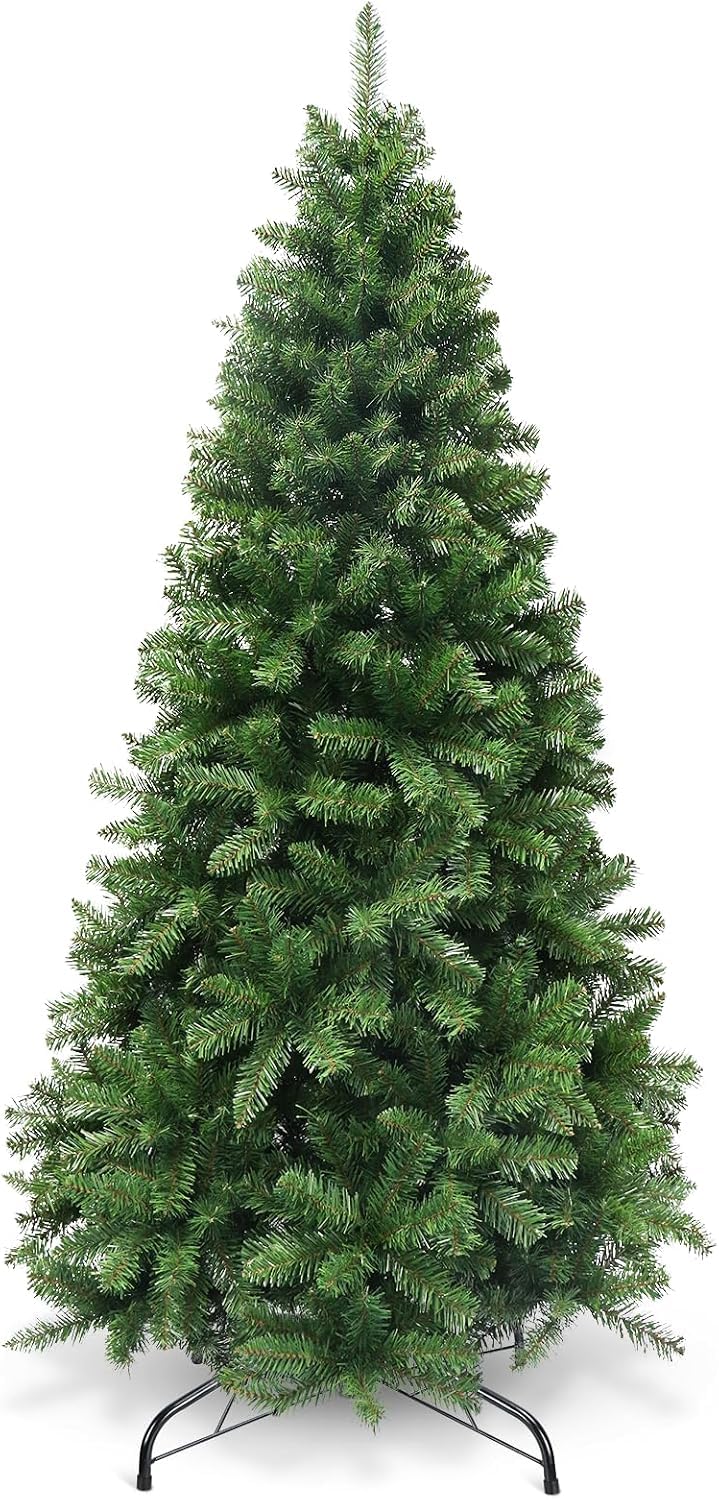 YEAUPE PRO Weihnachtsbaum künstlich, Tannenbaum künstlich mit Metallständer, Christbaum, PVC Tannenbaum mit 800 grünen Spitzen, Grün - 1 Bänder (180CM)