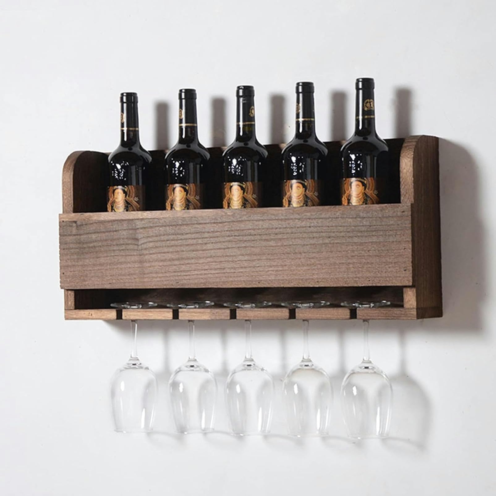 Casier à vin mural en bois suspendu pour décoration de style