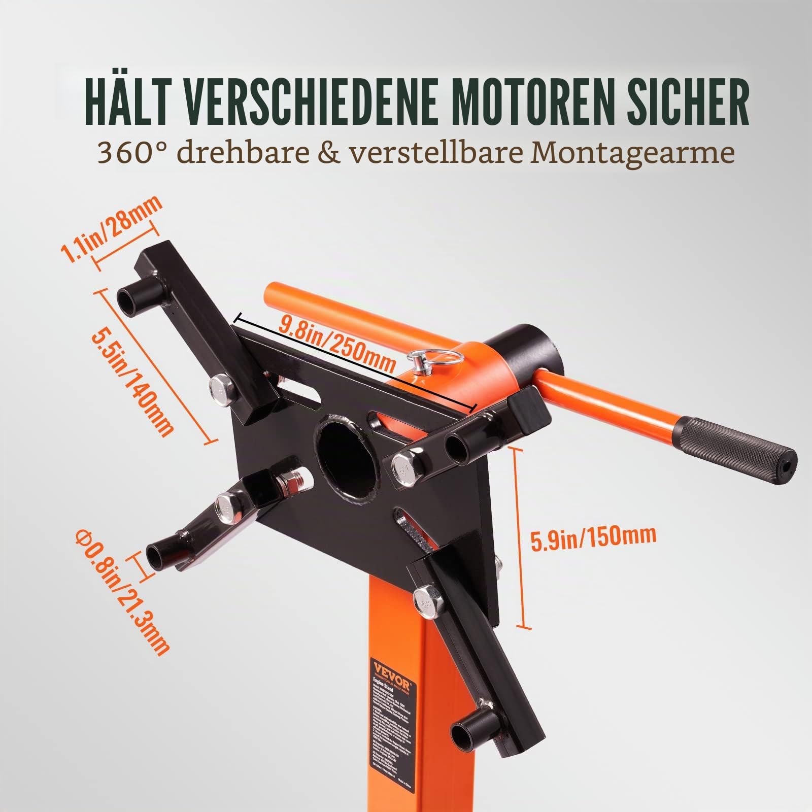 VEVOR Motorständer Motorhalter 680 kg, Motorständer Klauenheber Getriebehalter, Motorheber Kfz-Werkstatt mit Rädern & 508 mm Griff, Bewegliche Motorheber Motorkräne Reparaturwerkzeuge Klappbar