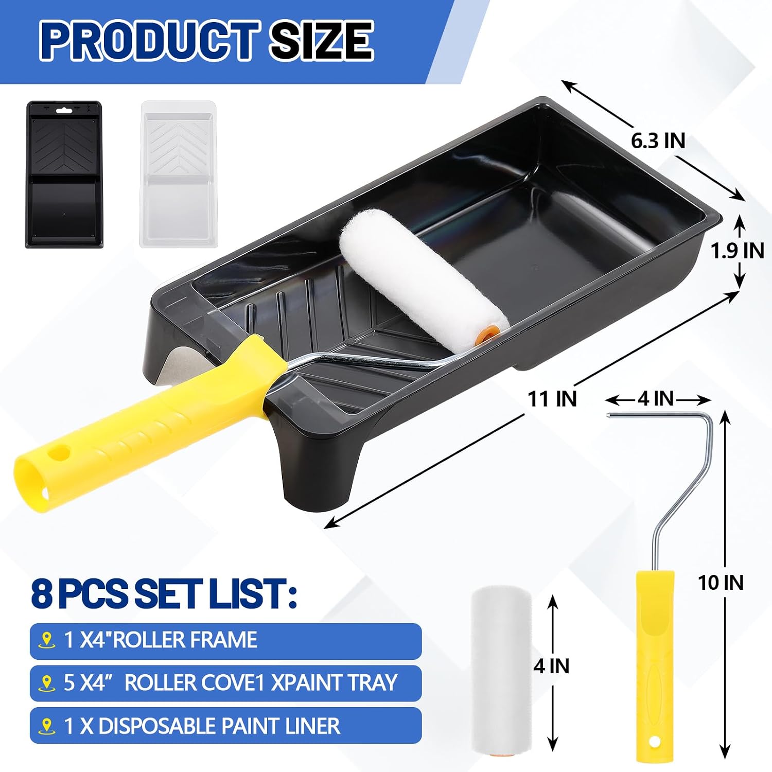 32 Pack 4 Inch Paint Roller Kit Including 4" Mini Small Foam Roller Covers Frame Tray and Liner for Painting Staining Results Home DIY Crafts Holiday Party
