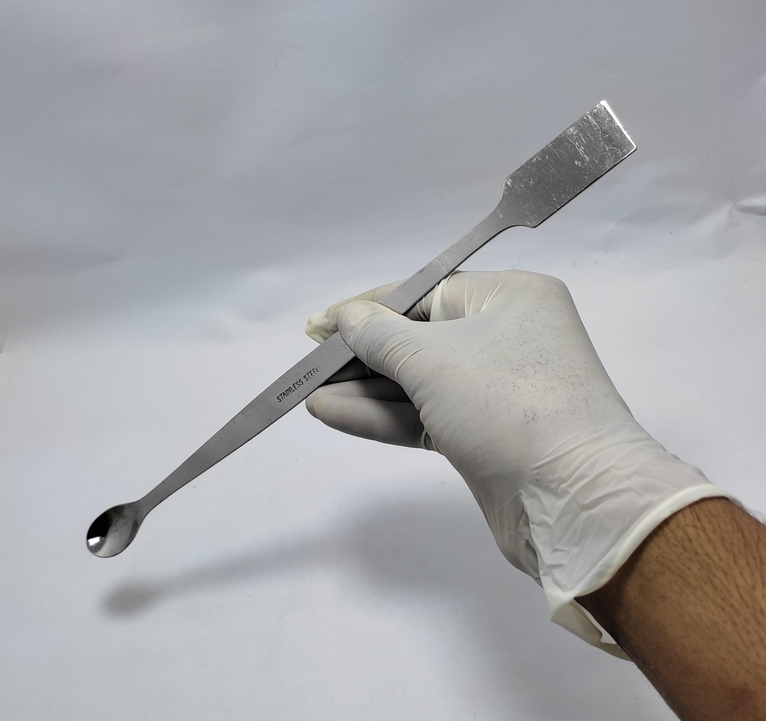 Laboratory Spatula long 11.7 inches 30 CM Stainless Steel One side is spatula type One side is flat Laboratory and scientific equipment (pack of 1)-image-32
