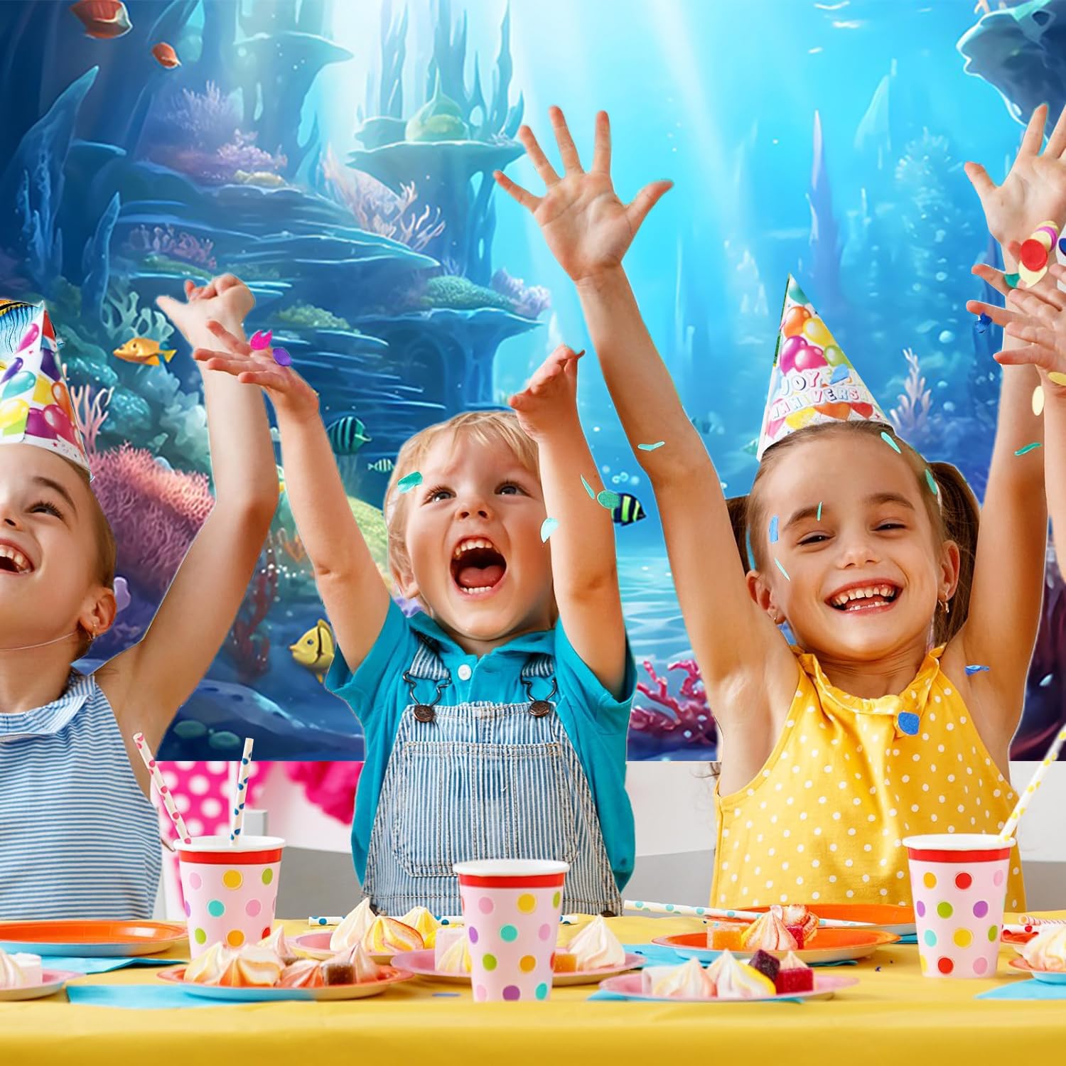 3x2m Sfondo sotto il mare mondo subacqueo oceano blu barriera corallina acquario fotografia Baby Shower bambini ragazzi ragazze compleanno decorazioni Banner Photo Booth Props