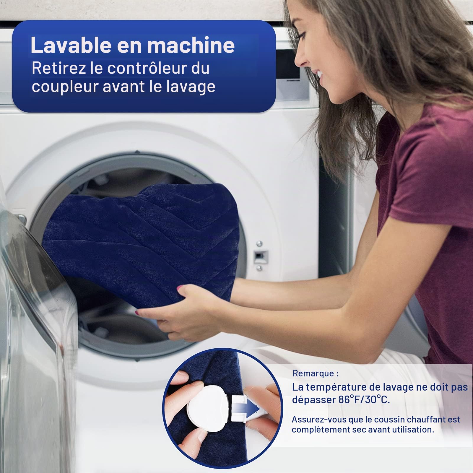 JOBYNA Coussin Chauffant Cervicales Électrique, Coussin de Thermothérapie pour Soulager la Douleur, Chauffage en 5 Secondes, 30℃ à 70℃, Lavable en Machine, Affichage Numérique