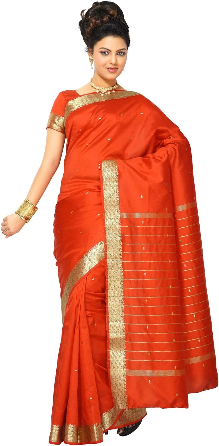 Sanskruti IndiaWomens Indian Ethnic Traditional Banarasi Art Silk Saree Sari Wrap Fabric Dress Drape
