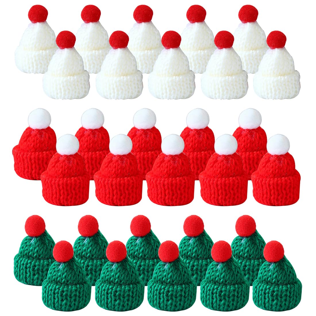 Cappellini Bambole Pompon 60 Mini Cappelli A Maglia Con Occhi - Decorazioni Natalizie E DIY Per