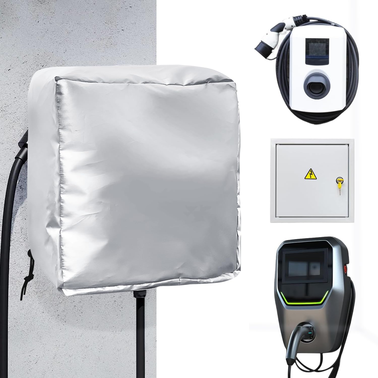 ENUTROF Wallbox Wetterschutzdach für e-Auto-ladestation Wandmontage Oxford-Stoff Wallbox Wetterschutz Wetterschutzdac Abdeckung für Wallboxen EV Ladestation (40x40x20cm)