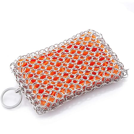 B&L The Original Cast Iron Scrubber & Cleaner Chainmail Scrubber with Silicone Insert Life Time Warranty