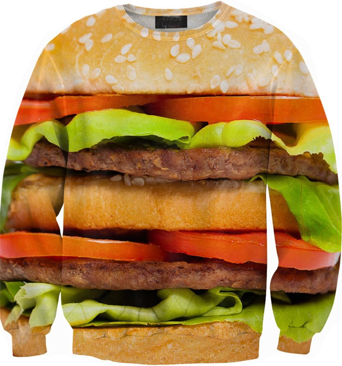 Sheinside Yellow Hamburger Print Unisex Sweatershirt (S, Yellow)