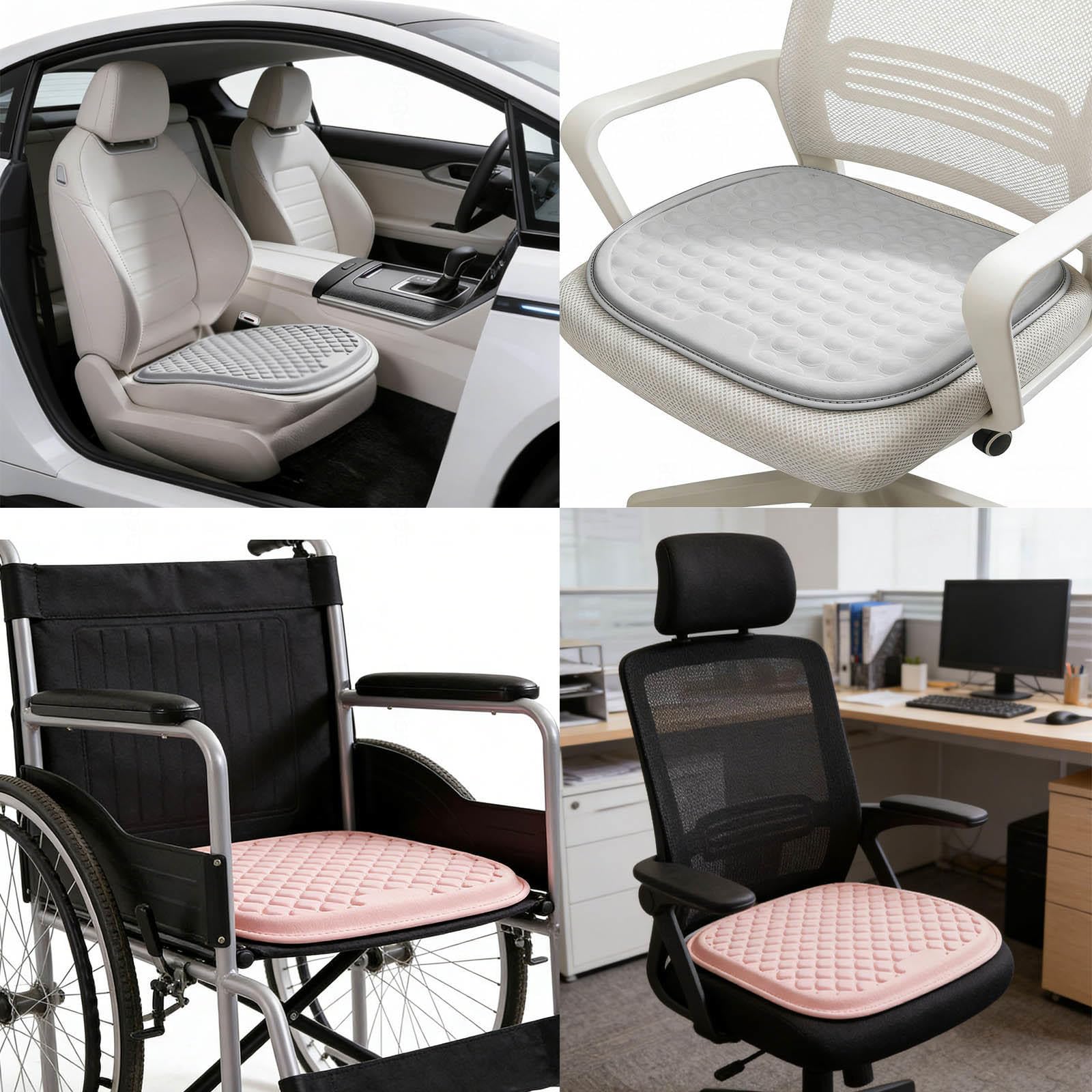 Coprisedili Auto Tessuto Rinfrescante 3D Cuscino per Sedia a Rotelle Morbido, Traspirante e Confortevole per Auto, Sedie da Ufficio, Sedie a Rotelle, ecc.,Pink-RhombusStyle-Seatcushion+Backcushion