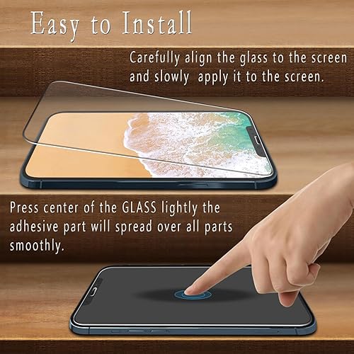 Miniatura 4 de HPTech (2 unidades) Protector de pantalla de vidrio templado para iPhone 12 Pro Max de 6.7 pulgadas, antiarañazos, sin burbujas, compatible con