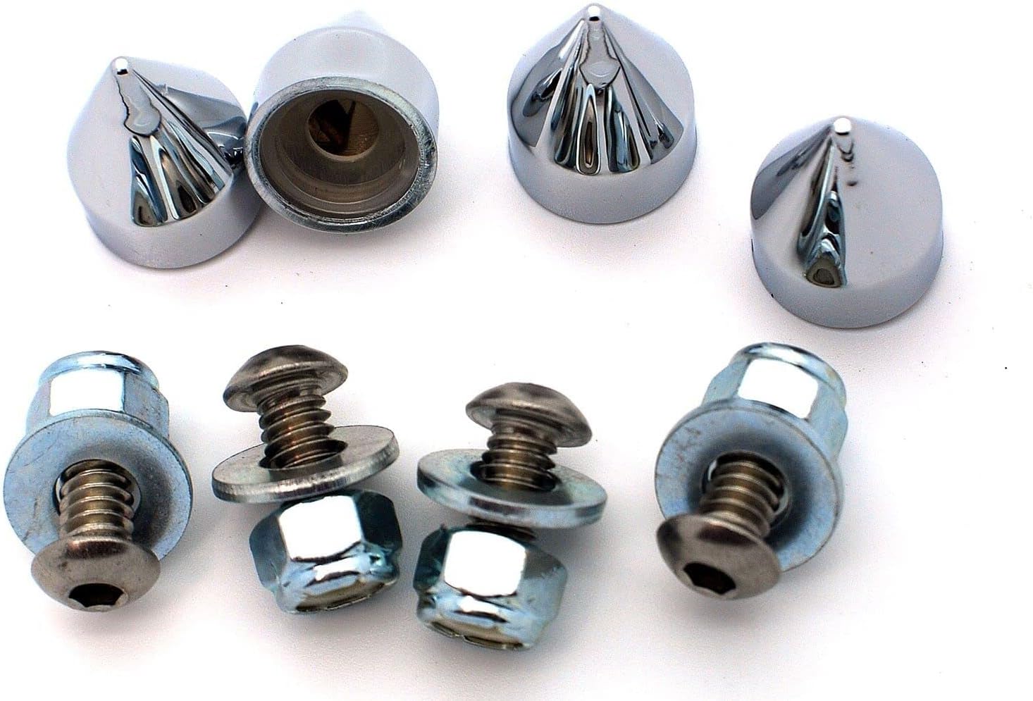 4 Spike Caps & Stainless Steel License Plate Frame Bolts - LIC Fastener Screws Style 333-5363