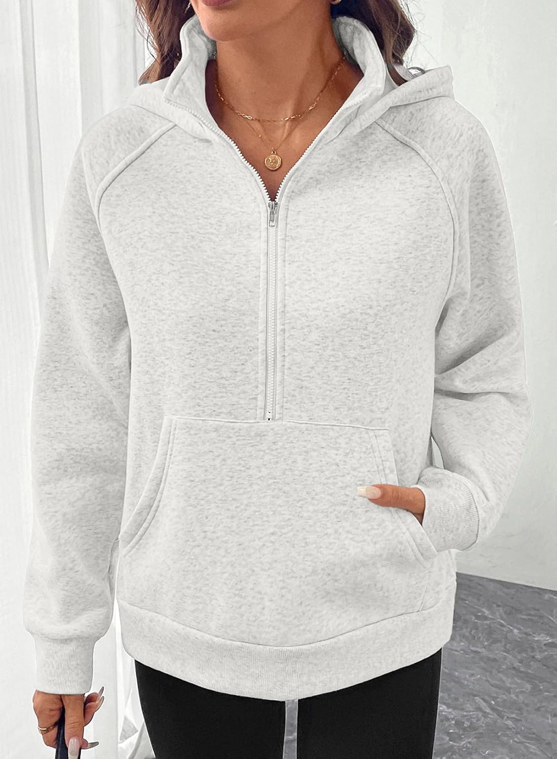 SHEWIN 2025 Women Half Zip Hoodies Fall Pullover Sweatshirt - Image 3