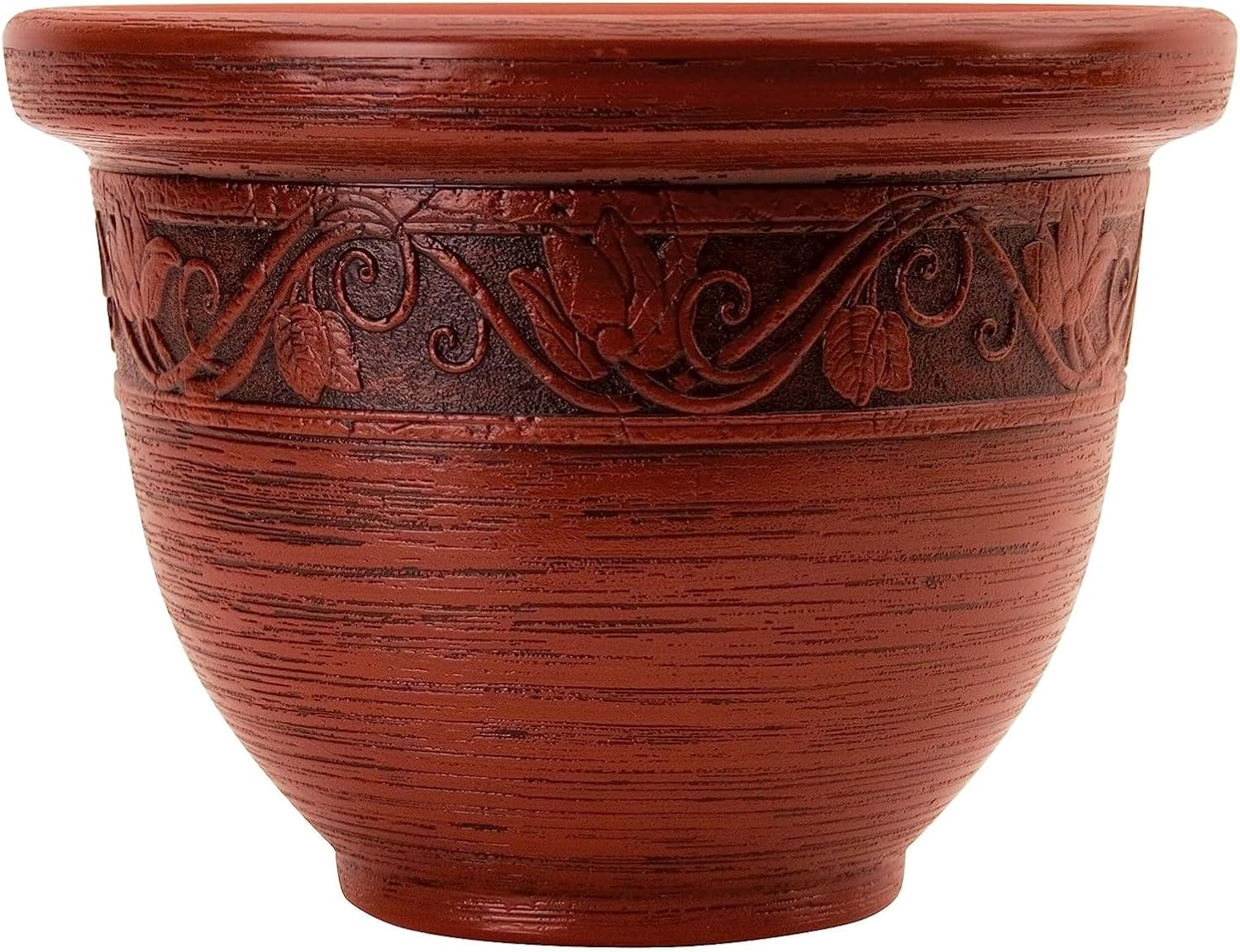The HC Companies 16 Inch Decorative Round Planter - Lightweight Premium Resin Plant Pot with a Ceramic Look for Indoor Outdoor Use, Champagne White