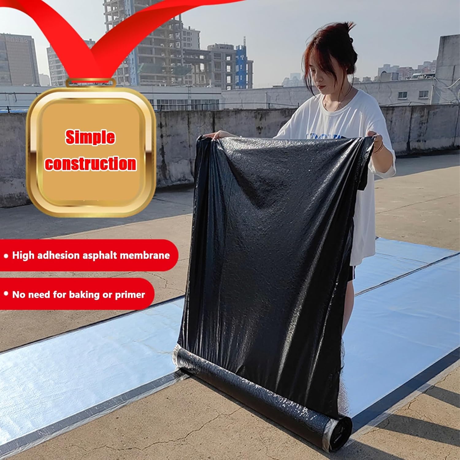 Asphalt Tape,Self-Adhesive Roof Sealant,Modified Bitumen Waterproofing Membrane Roll,Parking Lot, Roof, All Weather,Crack Repair,Simple Application(THK1.2mm/W0.2*L10m)