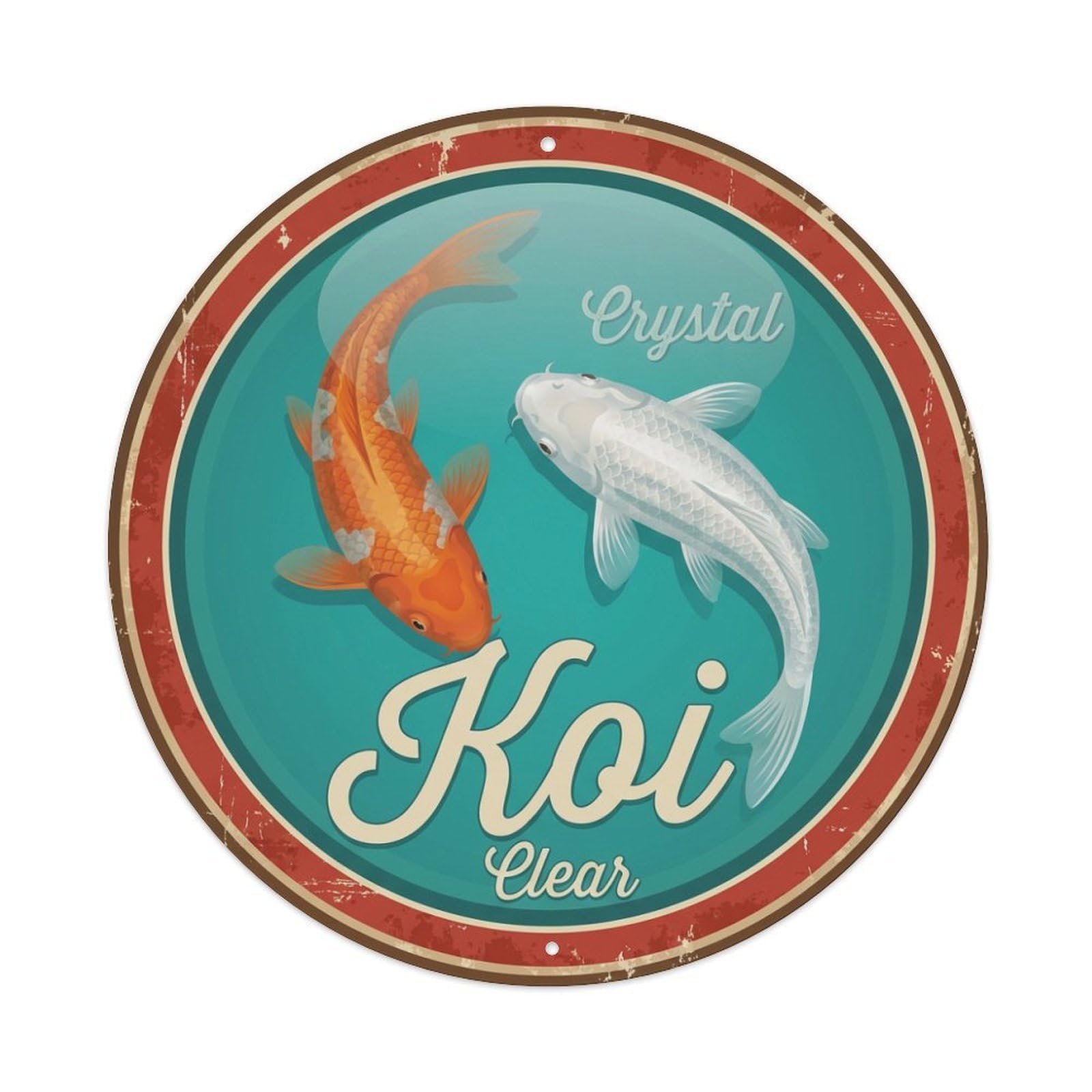 Koi Fish Crystal Clear Waters Transparent Pure Fresh Clean Metal Tin Sign